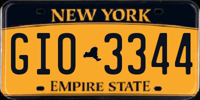 NY license plate GIO3344