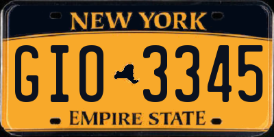 NY license plate GIO3345