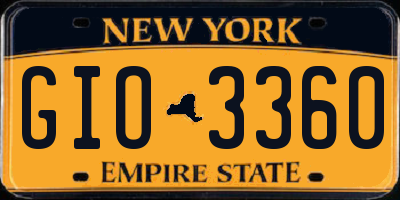 NY license plate GIO3360