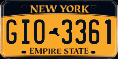 NY license plate GIO3361