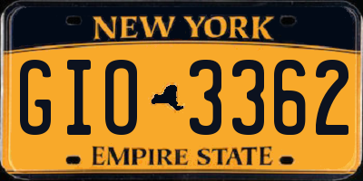 NY license plate GIO3362