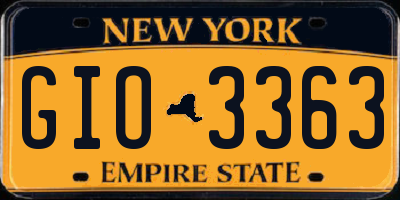 NY license plate GIO3363