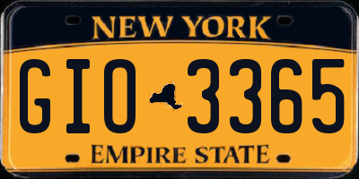 NY license plate GIO3365