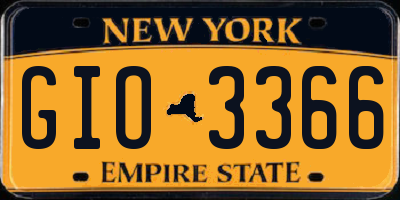 NY license plate GIO3366