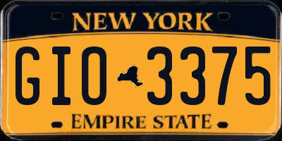 NY license plate GIO3375