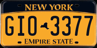 NY license plate GIO3377
