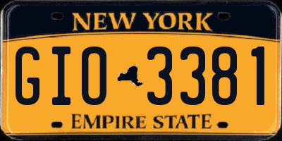 NY license plate GIO3381