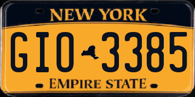 NY license plate GIO3385