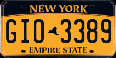 NY license plate GIO3389