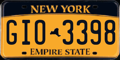 NY license plate GIO3398