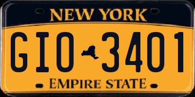 NY license plate GIO3401
