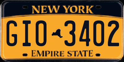 NY license plate GIO3402