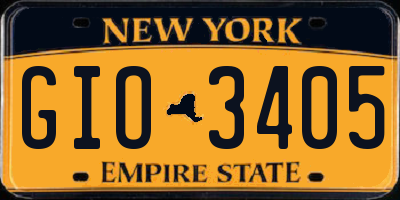 NY license plate GIO3405