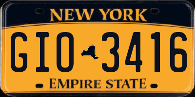 NY license plate GIO3416