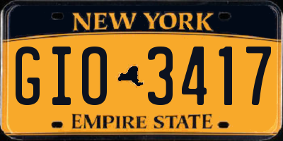 NY license plate GIO3417