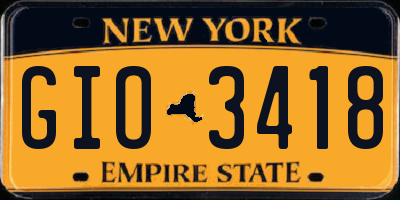 NY license plate GIO3418