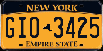 NY license plate GIO3425