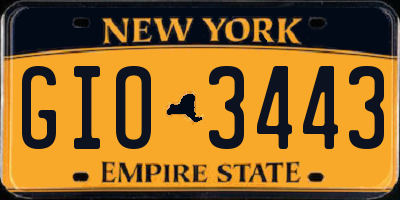 NY license plate GIO3443