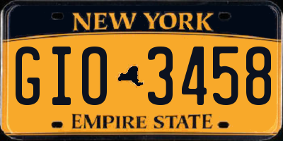 NY license plate GIO3458