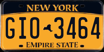 NY license plate GIO3464