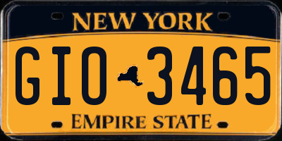 NY license plate GIO3465