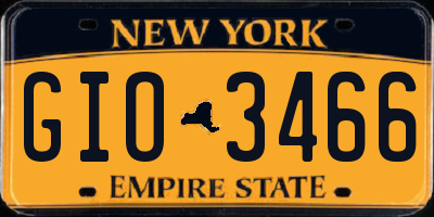 NY license plate GIO3466