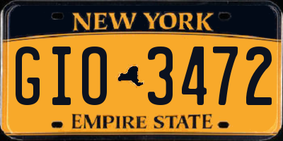 NY license plate GIO3472
