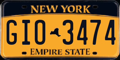 NY license plate GIO3474