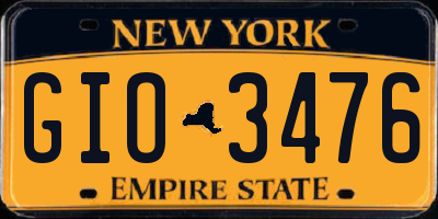 NY license plate GIO3476