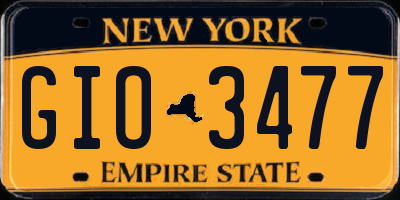 NY license plate GIO3477