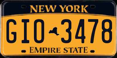 NY license plate GIO3478