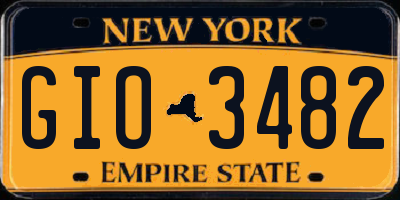 NY license plate GIO3482