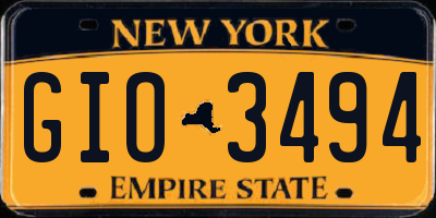 NY license plate GIO3494