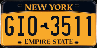 NY license plate GIO3511