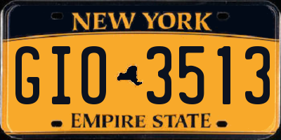 NY license plate GIO3513