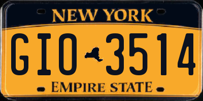 NY license plate GIO3514