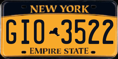 NY license plate GIO3522
