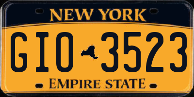 NY license plate GIO3523