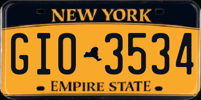 NY license plate GIO3534