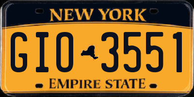 NY license plate GIO3551