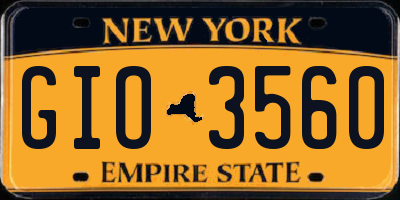 NY license plate GIO3560