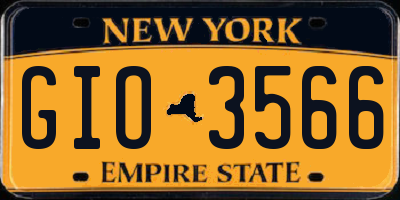 NY license plate GIO3566
