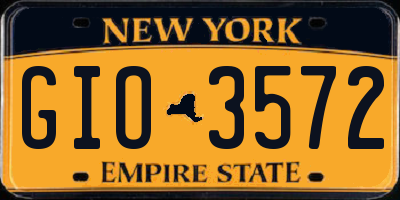 NY license plate GIO3572