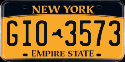 NY license plate GIO3573