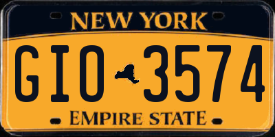 NY license plate GIO3574