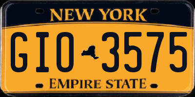 NY license plate GIO3575
