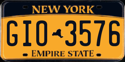 NY license plate GIO3576