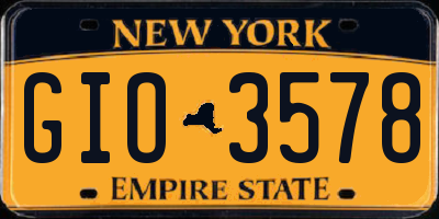 NY license plate GIO3578