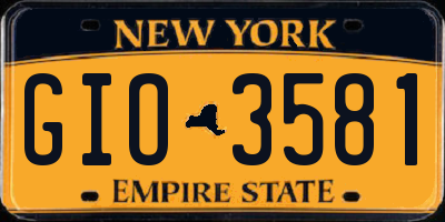 NY license plate GIO3581