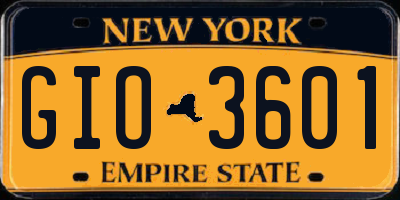 NY license plate GIO3601